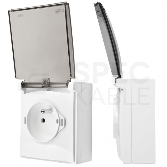 Gniazdo zasilające poczwórne SIMON Aquaclick natynkowe IP20 szare 4x [2P+Z] 16A Kontakt Simon ACGZN4/16