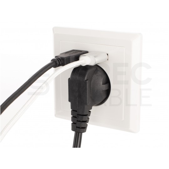 Gniazdo zasilające podtynkowe pojedyncze [2P+Z] 16A + gniazdo ładowania 2x USB (5V / 2,1A) białe KOMPLETNE Lanberg