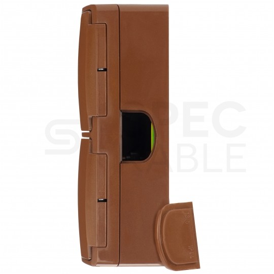 Gniazdo zasilające podwójne natynkowe hermetyczne IP44 brązowe z klapką 2x [2P+Z] 16A Koala ViPlast