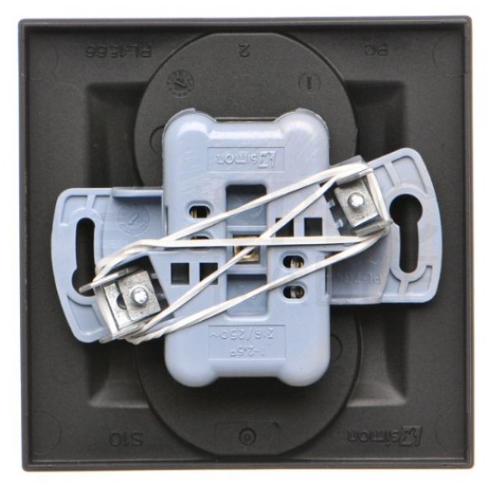 Gniazdo zasilające podwójne SIMON 10 czarne matowe 2x [2P+Z] 16A KOMPLETNE Kontakt Simon CGZ2/49