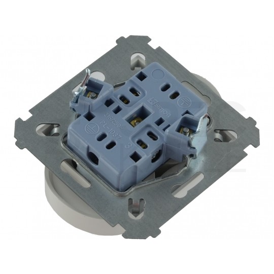 Gniazdo zasilające podwójne SIMON 54 białe 2x [2P+Z] 16A z przesłonami Kontakt Simon DGZ2MZ.01/11