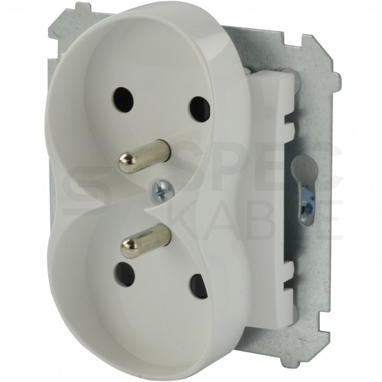 Gniazdo zasilające podwójne SIMON 54 białe 2x [2P+Z] 16A z przesłonami Kontakt Simon DGZ2MZ.01/11