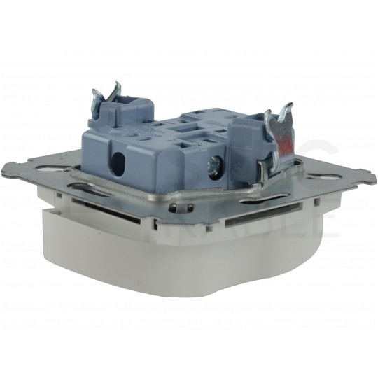 Gniazdo zasilające podwójne SIMON 54 białe 2x [2P+Z] 16A z przesłonami Kontakt Simon DGZ2MZ.01/11