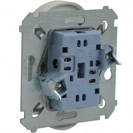 Gniazdo zasilające podwójne SIMON 54 białe 2x [2P+Z] 16A z przesłonami Kontakt Simon DGZ2MZ.01/11