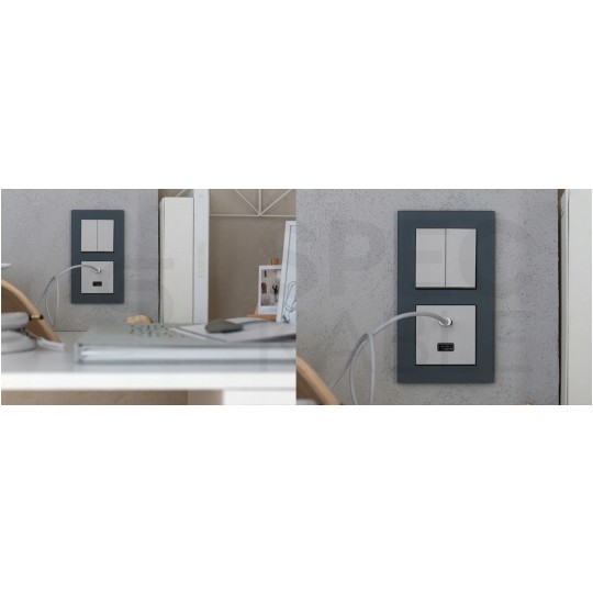 Gniazdo zasilające podwójne SIMON 55 z klapką i uszczelką IP44 białe matowe 2x [2P+Z] 16A z przesłonami Kontakt Simon TGZ2BMCZ.01/111