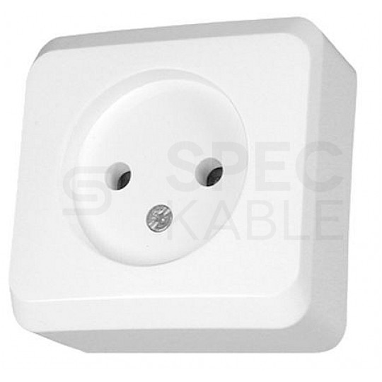 Gniazdo zasilające pojedyncze bez uziemienia natynkowe IP20 białe [2P] 16A Schneider Prima