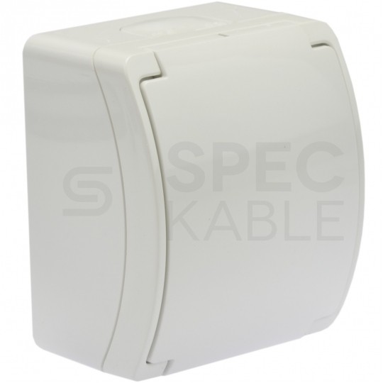 Gniazdo zasilające pojedyncze natynkowe hermetyczne IP44 białe z klapką [2P+Z] 16A Koala ViPlast