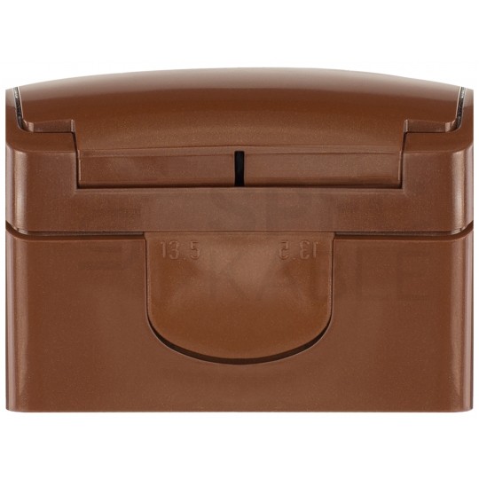 Gniazdo zasilające pojedyncze natynkowe hermetyczne IP44 brązowe z klapką [2P+Z] 16A Koala ViPlast