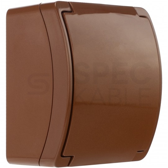 Gniazdo zasilające pojedyncze natynkowe hermetyczne IP44 brązowe z klapką [2P+Z] 16A Koala ViPlast