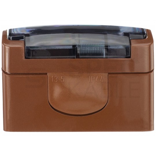 Gniazdo zasilające pojedyncze natynkowe hermetyczne IP44 brązowe z klapką transparentną [2P+Z] 16A Koala ViPlast