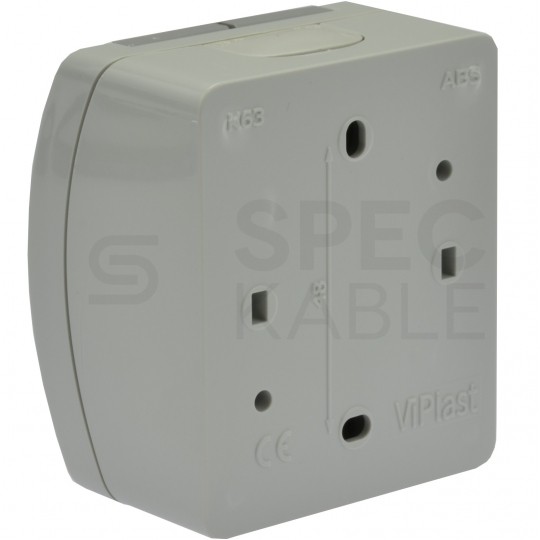 Gniazdo zasilające pojedyncze natynkowe hermetyczne IP44 szare z klapką [2P+Z] 16A Koala ViPlast