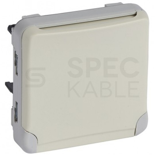 Gniazdo zasilające pojedyncze PLEXO bez ramki podtynkowe hermetyczne IP55 z klapką [2P+Z] 16A białe matowe z przesłonami Legrand