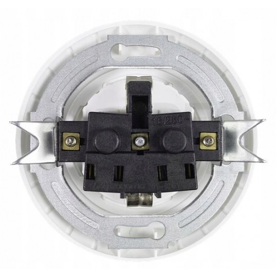 Gniazdo zasilające pojedyncze podtynkowe IP20 białe z okragłą ramką [2P+Z] 16A LOFTICA