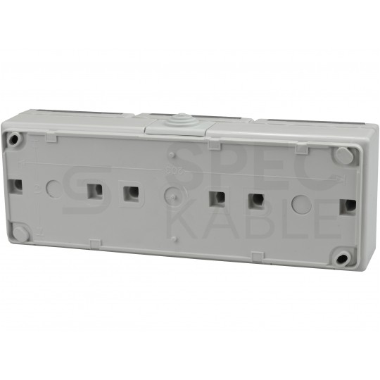 Gniazdo zasilające potrójne natynkowe hermetyczne IP55 szare z klapką 3x [2P+Z] 16A Aquant