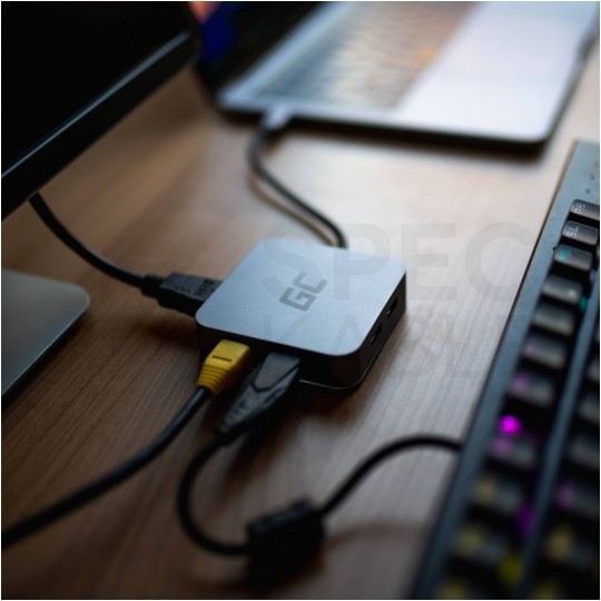 Green Cell Adapter 6w1 Hub USB typ-C -> HDMI 4K@30 + 3x USB 3.0 A + USB 3.1 typ-C (PD 87W, QC 3.0/4.0) + Gigabit Ethernet RJ45 [8p8c]