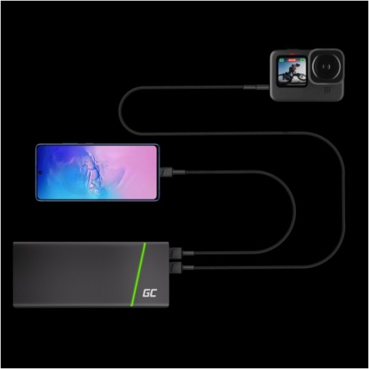 GREEN CELL Kabel USB 2.0 typ-C / A (wtyk / wtyk) Quick Charge 3.0 PowerStream czarny 1,2m