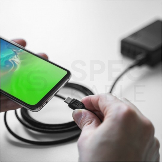 GREEN CELL Kabel USB 2.0 typ-C / A (wtyk / wtyk) Quick Charge 3.0 PowerStream czarny 1,2m