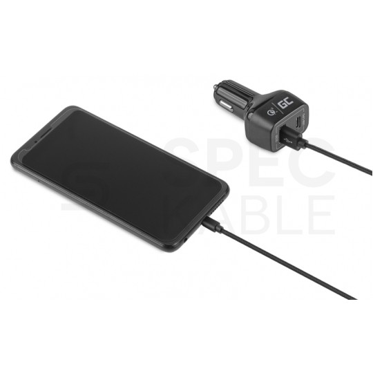 Green Cell Ładowarka samochodowa USB Quick Charge 3.0 + USB typ-C Power Delivery (30W)