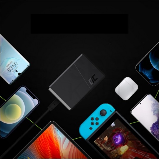 Green Cell Ładowarka sieciowa 5x USB A [1x Ultra Charge 18W (12V / 1,5A) + 4x Smart Charge 12W (5V / 2,4A)] 52W czarna