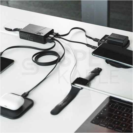 Green Cell Ładowarka sieciowa 5x USB A [1x Ultra Charge 18W (12V / 1,5A) + 4x Smart Charge 12W (5V / 2,4A)] 52W czarna
