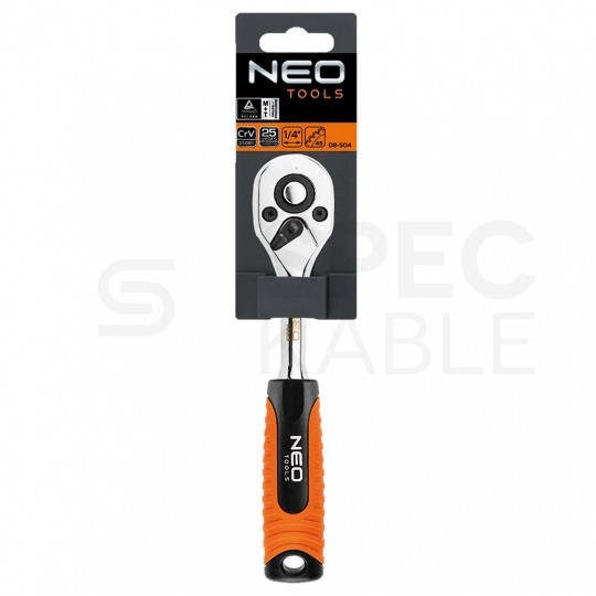 Grzechotka prosta 1/4" ze stali chromowo-wanadowej CRV 150mm NEO 08-504