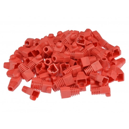 Gumowa osłonka wtyku RJ45 czerwona WORECZEK 100szt.