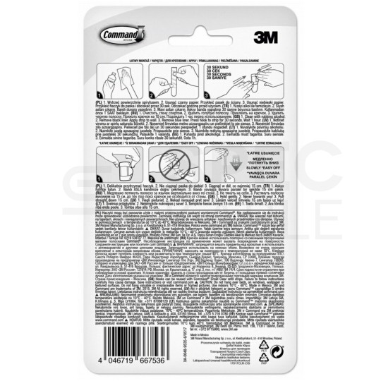 Haczyki małe, klipsy do organizacji kabli 4szt + 5szt małych pasków mocujących transparentne wewnętrzne 3M COMMAND