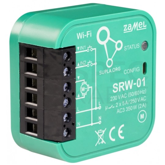 Inteligentny sterownik do rolet Wi-Fi 2.4GHz douszkowy 2xNO 5A/250VAC SUPLA ZAMEL