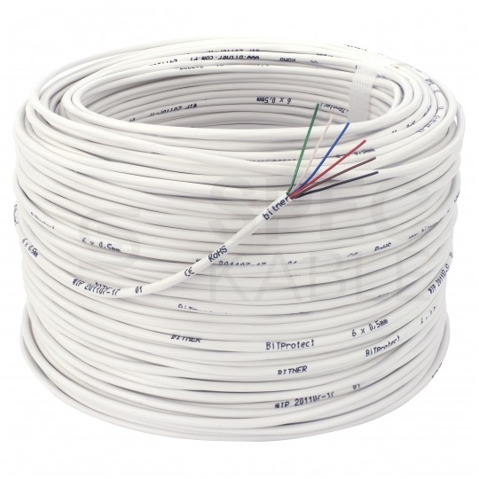 Kabel alarmowy BiTprotect YTDY 6x0,5mm biały 100V domofonowy drut Bitner