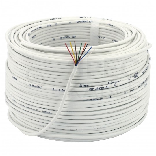 Kabel alarmowy BiTprotect YTDY 8x0,5mm biały 100V domofonowy drut Bitner