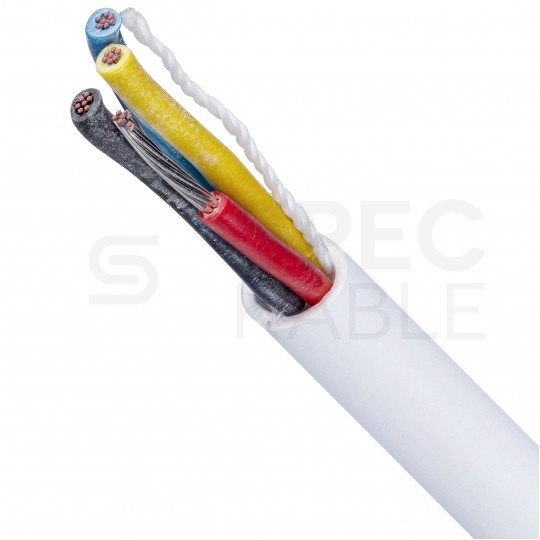 Kabel alarmowy SCYY 4x0,22mm2 biały 150V domofonowy linka Technokabel