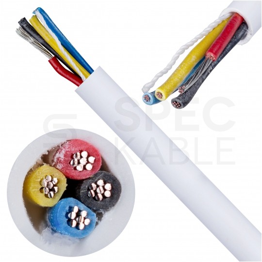 Kabel alarmowy SCYY 4x0,22mm2 biały 150V domofonowy linka Technokabel