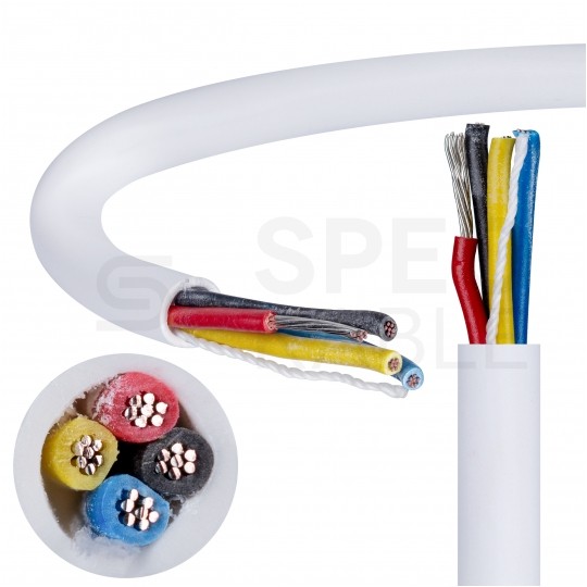 Kabel alarmowy SCYY 4x0,22mm2 biały 150V domofonowy linka Technokabel