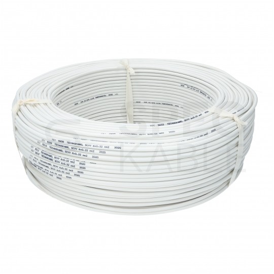 Kabel alarmowy SCYY 6x0,22mm2 biały 150V domofonowy linka Technokabel