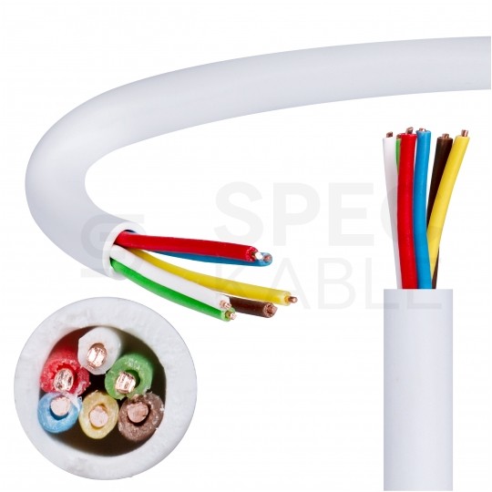 Kabel alarmowy YTDY 6x0,5mm biały 100V domofonowy drut Elektrokabel