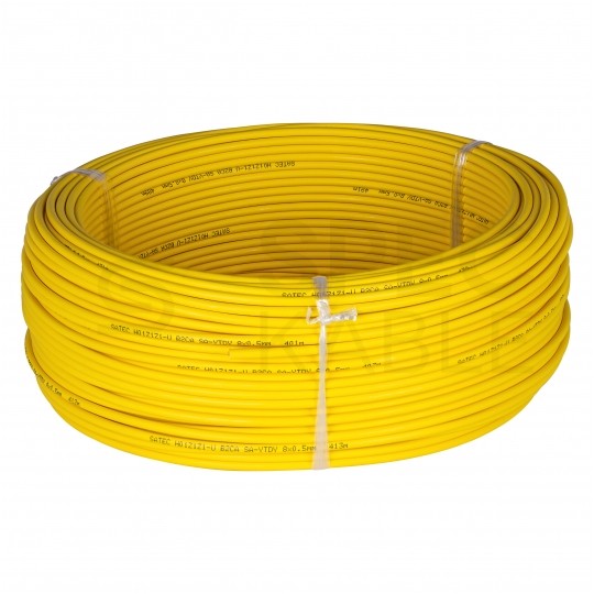 Kabel alarmowy YTDY 8x0,5mm żółty 100V domofonowy bezhalogenowy B2ca drut SATEC