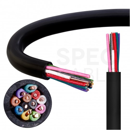 Kabel alarmowy ziemny YTDY 12x0,45mm czarny 100V domofonowy żelowany drut Mercor