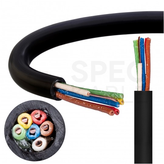 Kabel alarmowy ziemny YTDY 6x0,45mm czarny 100V domofonowy żelowany drut Mercor