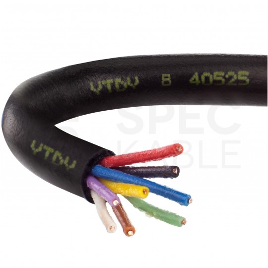 Kabel alarmowy ziemny YTDY 8x0,45mm czarny 100V domofonowy żelowany drut Mercor