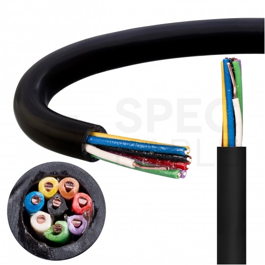 Kabel alarmowy ziemny YTDY 8x0,45mm czarny 100V domofonowy żelowany drut Mercor