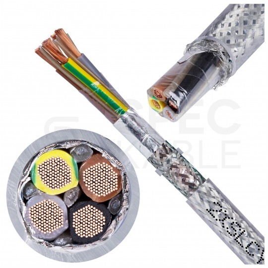Kabel do falowników BiTservo 2XSLCY-J 4x6mm2 transparentny 0,6/1kV ekranowany EMC linka Bitner