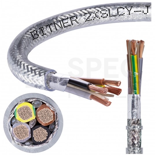 Kabel do falowników BiTservo 2XSLCY-J 4x6mm2 transparentny 0,6/1kV podwójnie ekranowany EMC linka Bitner