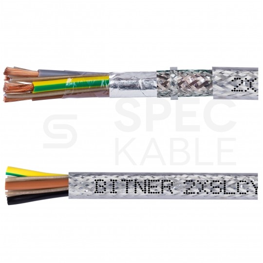 Kabel do falowników BiTservo 2XSLCY-J 4x6mm2 transparentny 0,6/1kV podwójnie ekranowany EMC linka Bitner