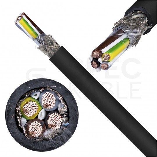 Kabel do falowników ziemny SERVO-EMV-UV 2XSLCYK-J 4x10mm2 czarny 0,6/1kV ekranowany EMC linka Helukabel