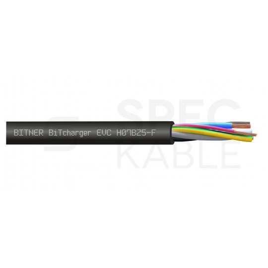 Kabel do ładowania samochodów elektrycznych BiTcharger EVC / H07BZ5-F 5x6mm2 + 1x0,5mm2 czarny 450/750V zewnętrzny poliuretanowy bezhalogenowy linka Bitner