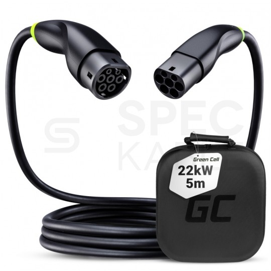 Kabel do ładowania samochodów Type 2 22 kW 5m 32A EV / PHEV Green Cell