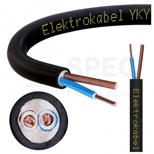 Kabel energetyczny ziemny YKY 2x2,5mm2 czarny 0,6/1kV drut Elektrokabel