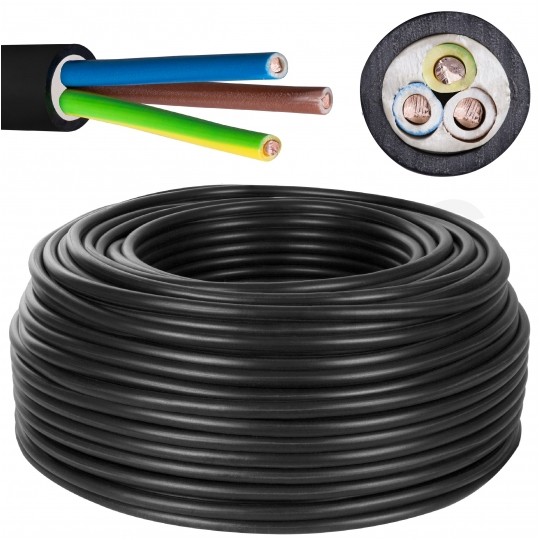 Kabel energetyczny ziemny YKY 3x1,5mm2 czarny 0,6/1kV drut Elektrokabel krążek 100m