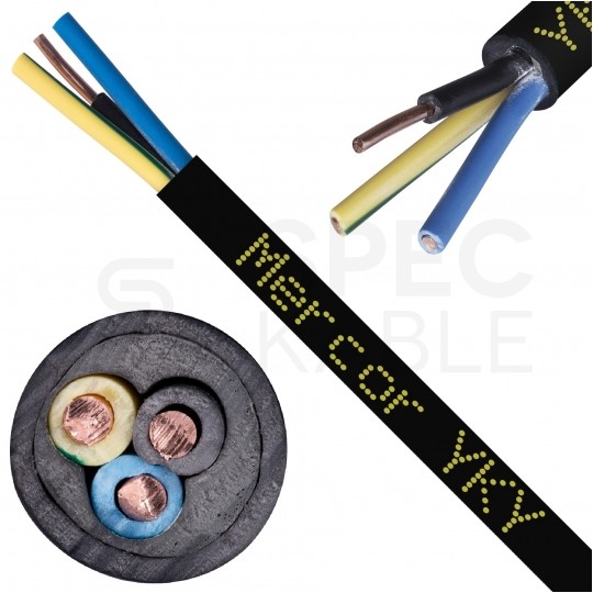 Kabel energetyczny ziemny YKY 3x2,5mm2 czarny 0,6/1kV drut Mercor