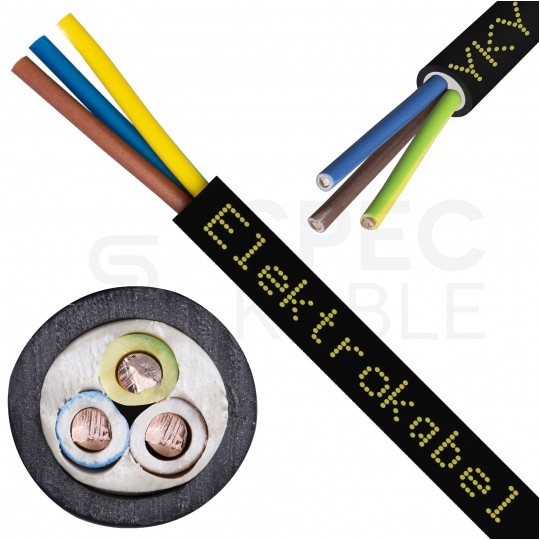 Kabel energetyczny ziemny YKY 3x4mm2 czarny 0,6/1kV drut Elektrokabel
